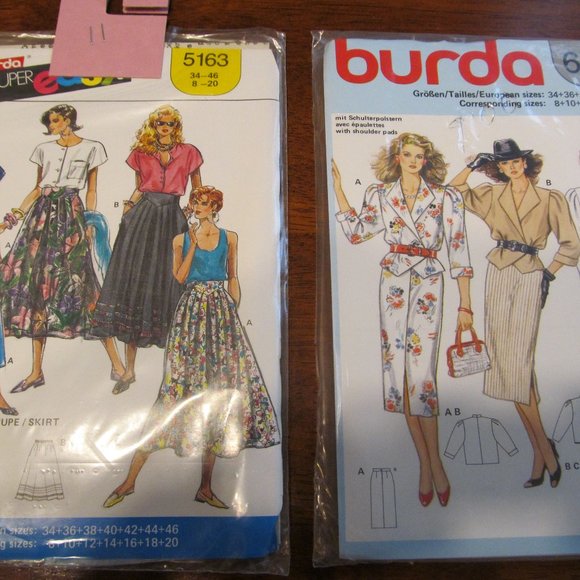 2 Burda VTG 80s Uncut Sewing Patterns Sealed - #5163 Skirt & #6399 Suit Sz 8-20 - Picture 1 of 10